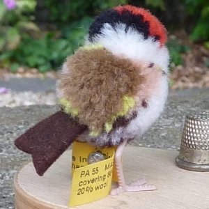 画像3: エクセレントコンディション☆ Steiff Wool Bird white, brown black and red 4cm 推定1968-1978年頃（ビンテージ）